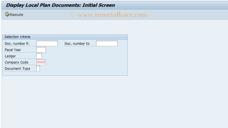 SAP TCode GD43 - FI-SL: Local Plan Document Display