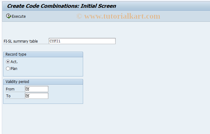 SAP TCode GD60 - Create Code Combinations