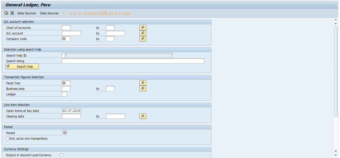 SAP TCode GENERAL_LEDGER_PERU - General Ledger Peru