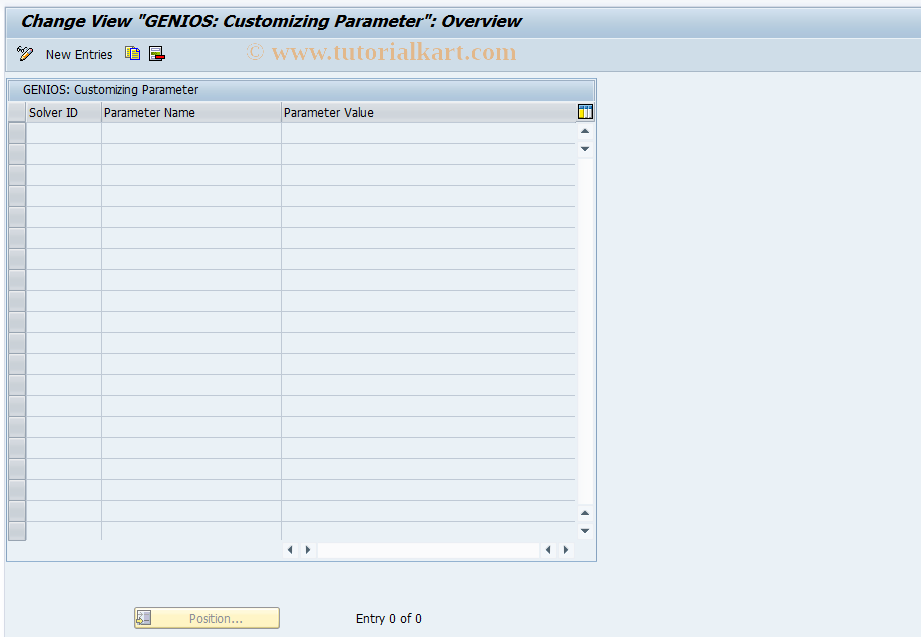 SAP TCode GENIOS_PARAM - GENIOS: Parameter Customizing