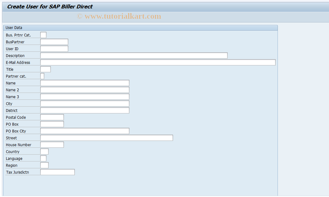 SAP TCode GEN_EBPP_CREATE_USER - Create New User