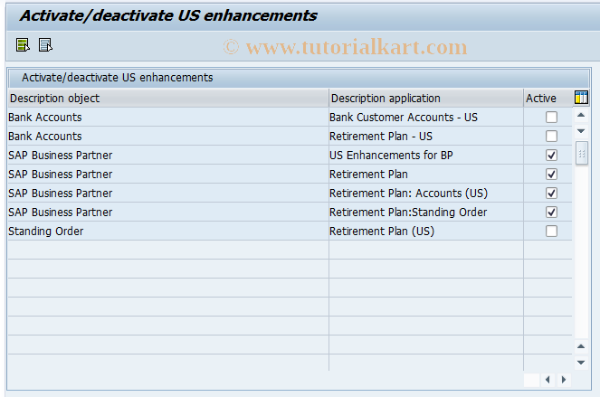 SAP TCode GEN_US_2 - Activate/deactivate US enhancements