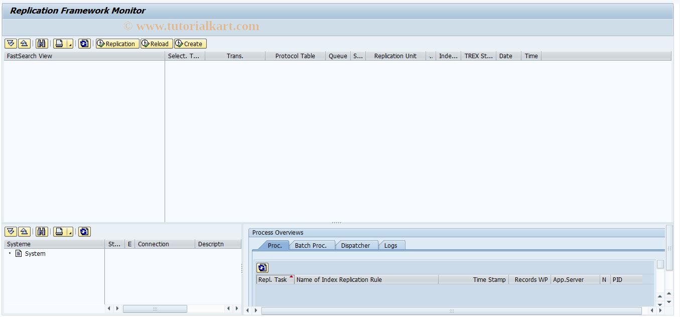 SAP TCode GFSRFW - Fastsearch Replication Monitor