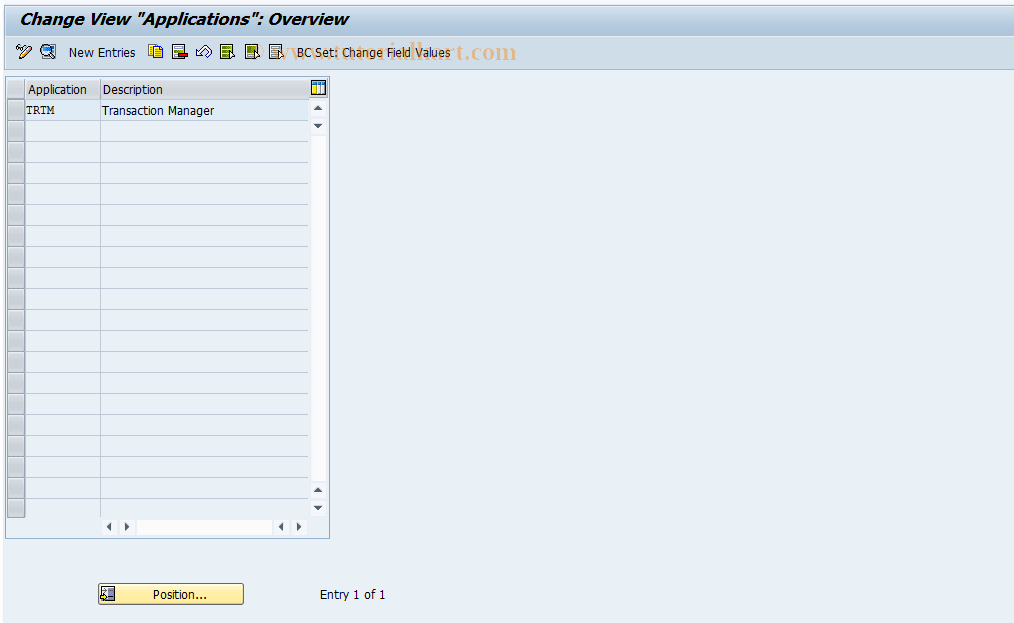 SAP TCode GFTR_C0001 - FTTR: Applications
