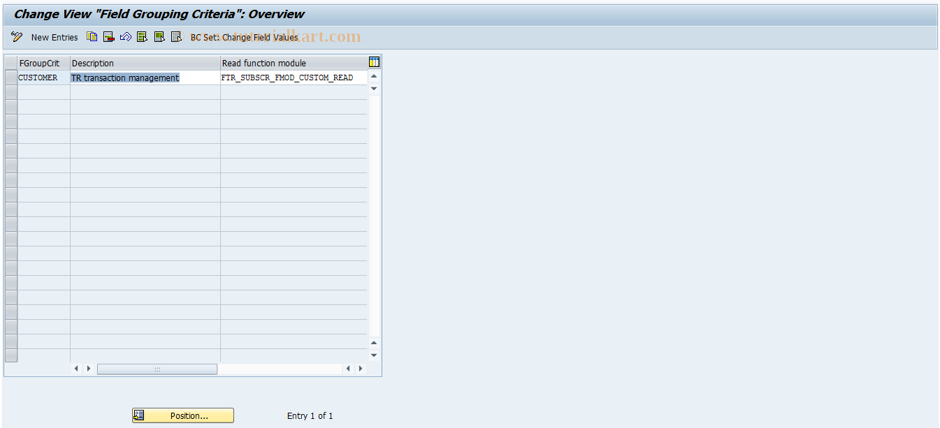 SAP TCode GFTR_C0012 - TR-TM: Field Modification Criteria