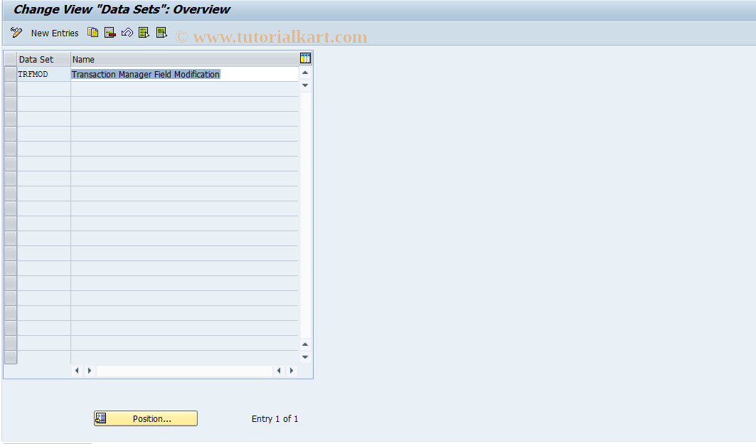 SAP TCode GFTR_C0023 - FTTR: Data Sets