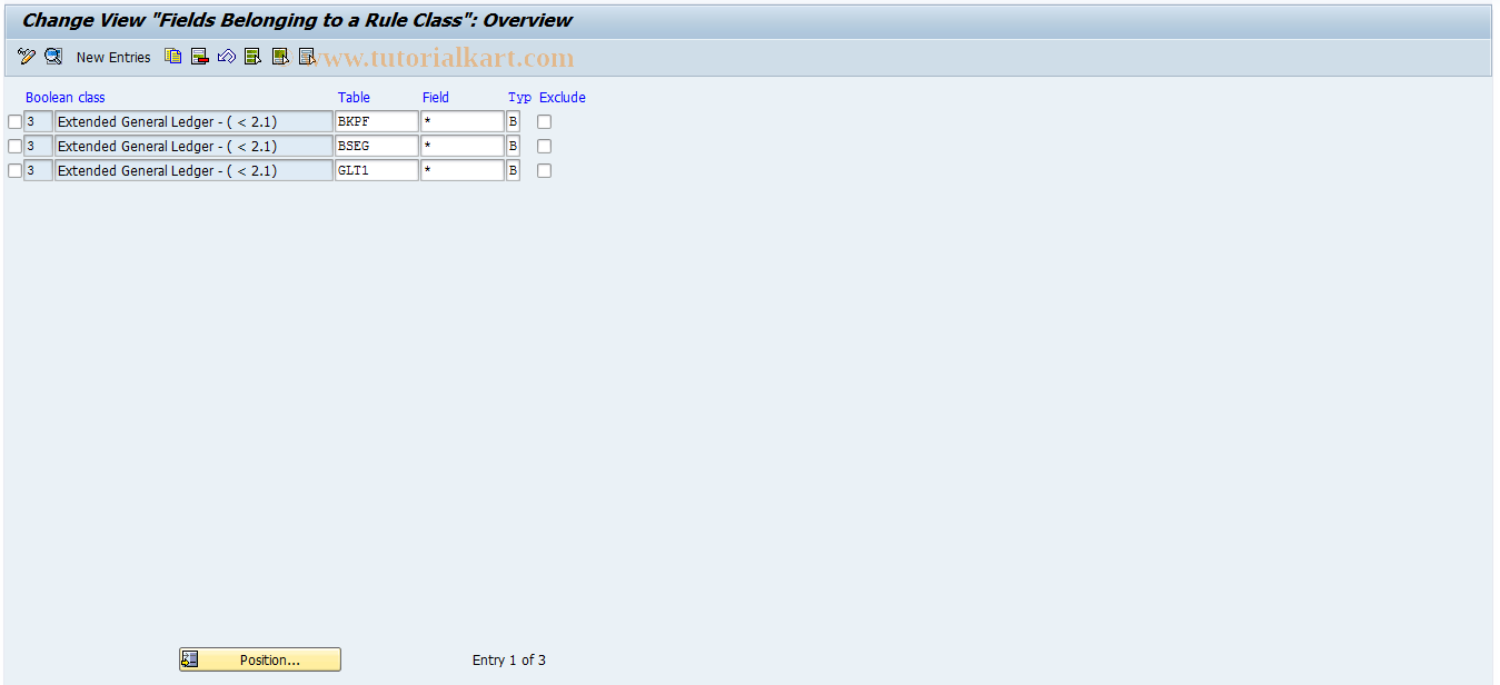 SAP TCode GGB3 - Maintain Boolean Class