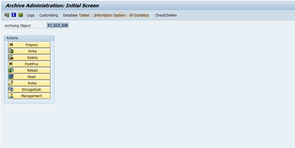 SAP TCode GLART1 - Flex. GL: totals archiving