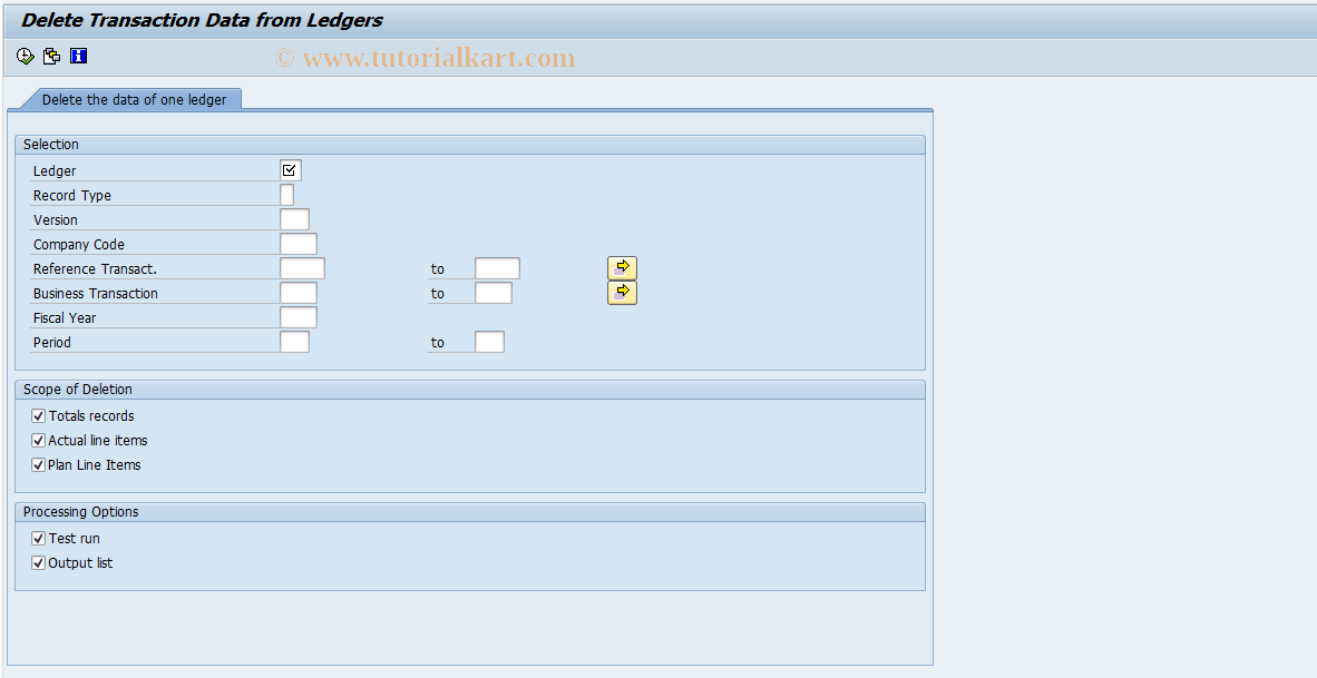 SAP TCode GLDE - Deletion of Flex G/L transactn data