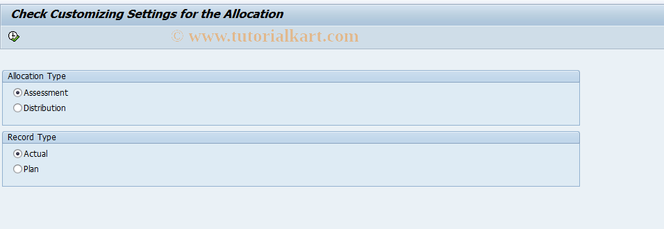 SAP TCode GLGCA9 - Check allocation customizing