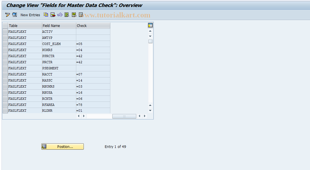 SAP TCode GLGCS1 - General Ledger: Master Data Check