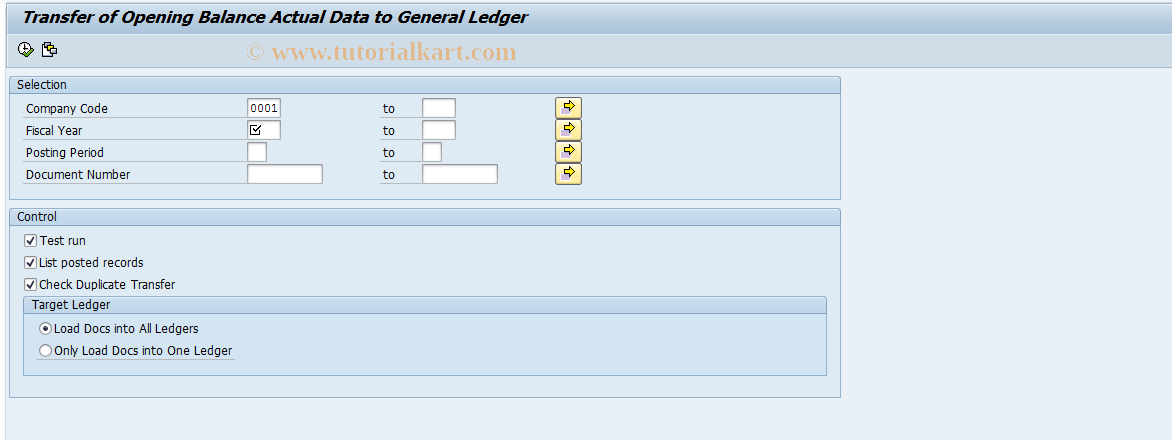 SAP TCode GLGCU1 - Subsequently Post Documents to ERP GL