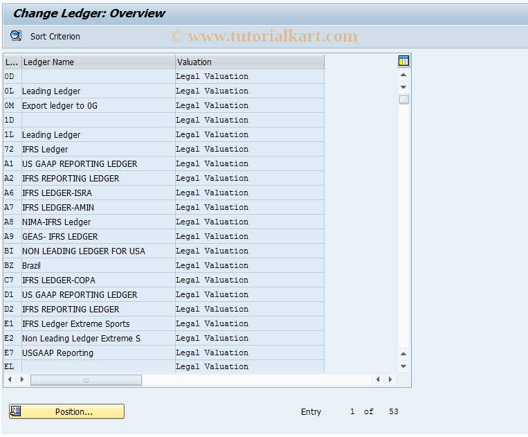 SAP TCode GLL2 - Change ledger