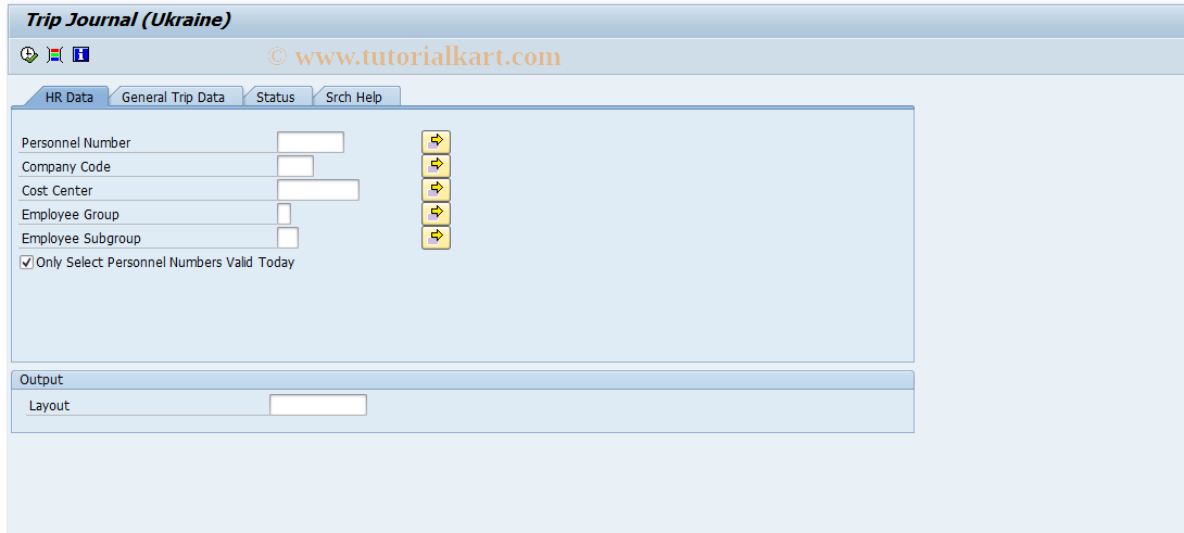 SAP TCode GLO_PTRV_UA_TRIPJRNL - Trip Journal