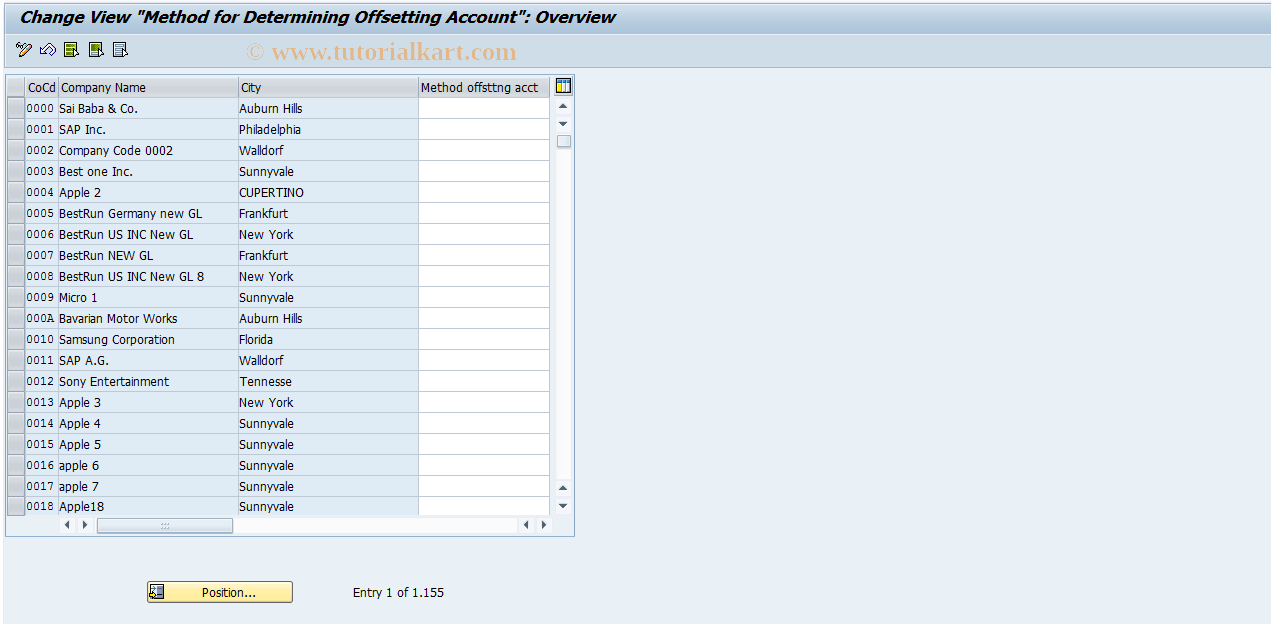 SAP TCode GLPA - Offsetting account determination