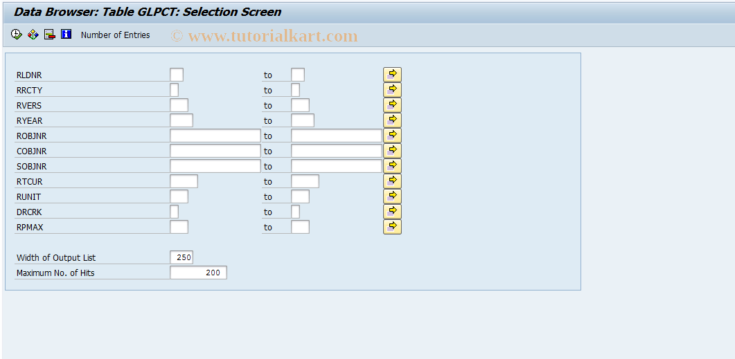 SAP TCode GLPCT - Display Table GLPCT