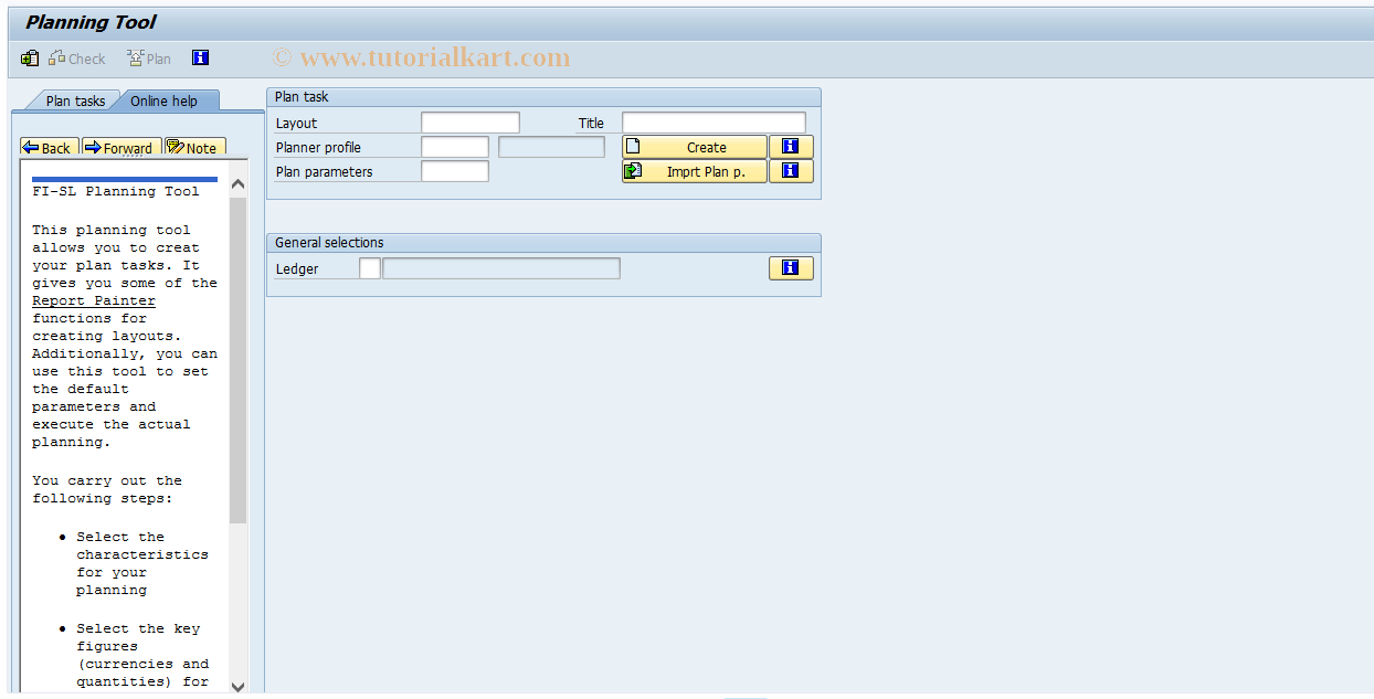 SAP TCode GLPLTOOL - FI-SL: Planning Tool