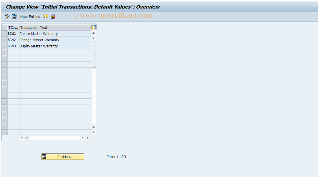 SAP TCode GM03 - Initial transactions