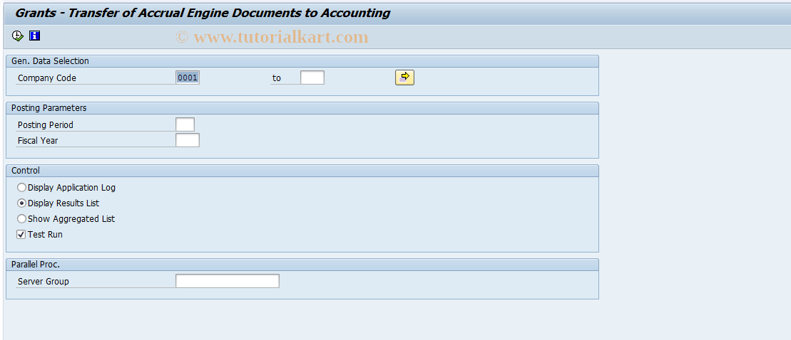 SAP TCode GMAPOST - Transfer ACE Documents to Accounting