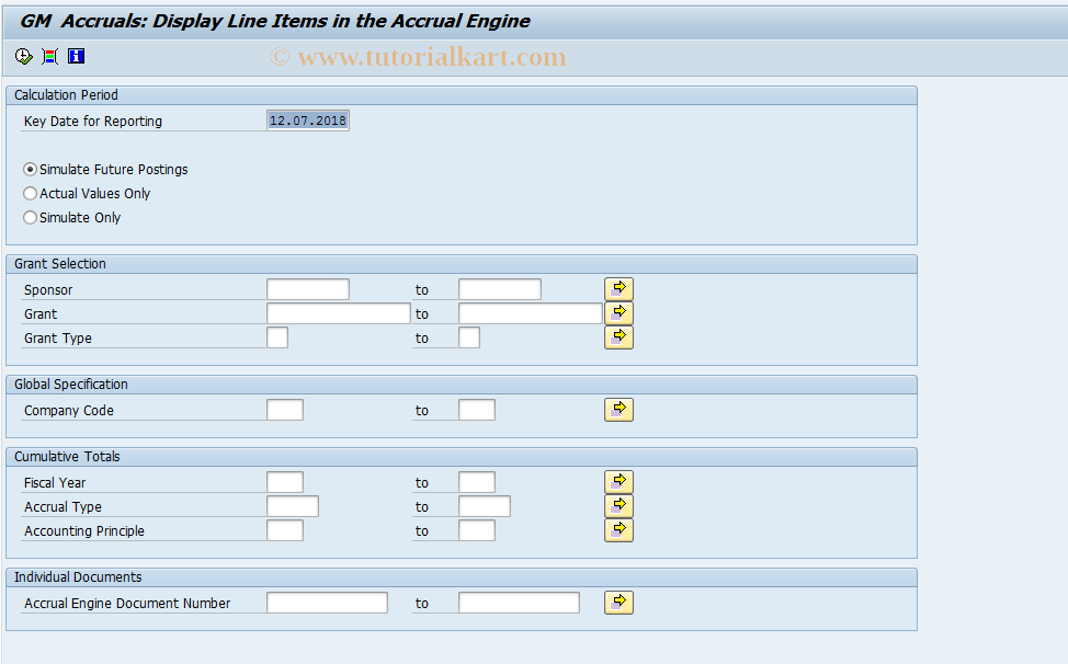 SAP TCode GMAPSDOCITEMS - Display Line Items in the Acc. Eng.