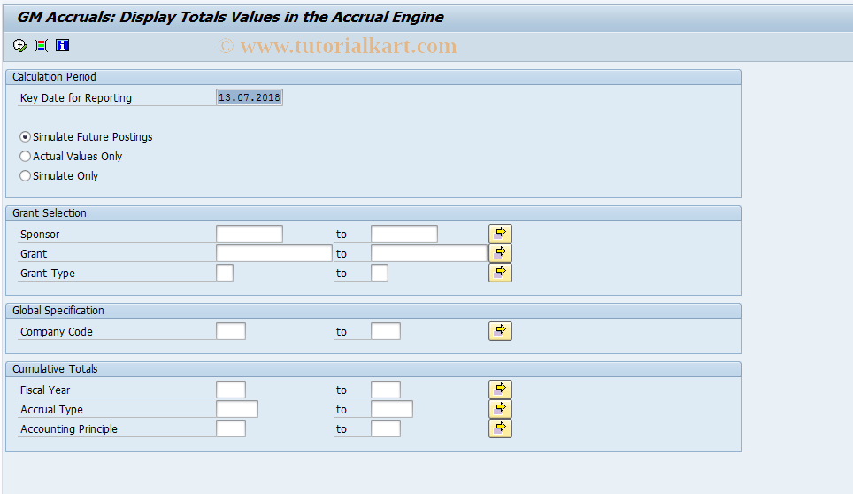 SAP TCode GMAPSITEMS - Display Total Values in the Acc.Eng.