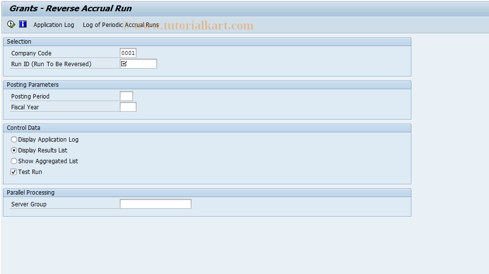 SAP TCode GMAREVERS - Reversal of Periodic Accrual Runs