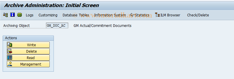 SAP TCode GMAR_DOC_AC - Arch: Actual/Commitment Documents