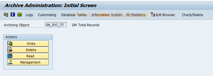 SAP TCode GMAR_DOC_TT - Archiving Total Records