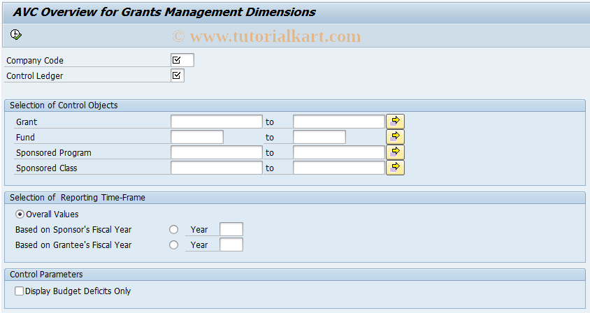 SAP TCode GMAVCMSGO - Call GMAVCOVRW (overall values)