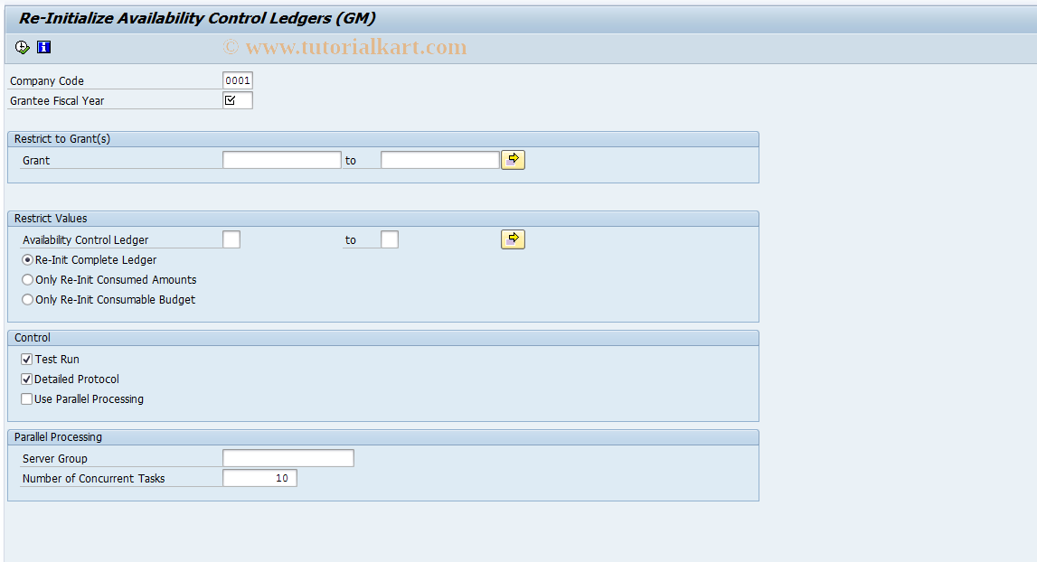 SAP TCode GMAVCREINIT - Re-Initialize AVC Ledger