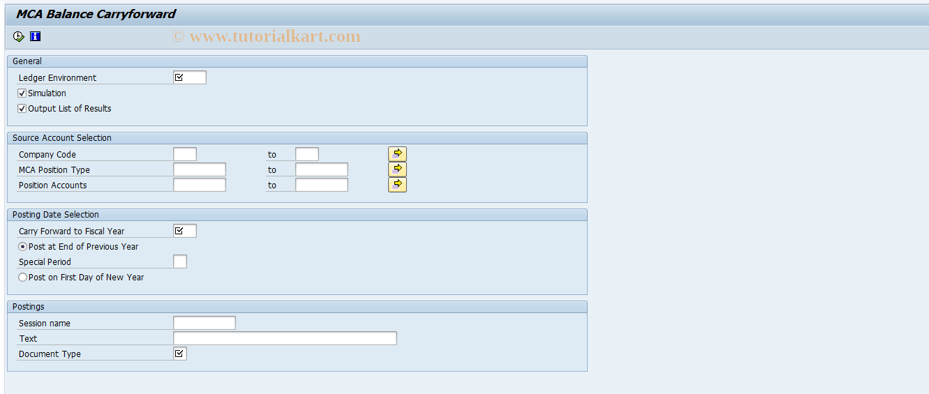 SAP TCode GMCA_BCF - MCA Balance Carryforward