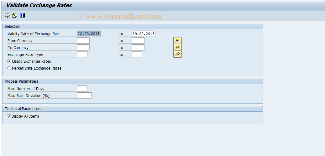 SAP TCode GMCA_CHK_RATES - Validate Exchange Rates