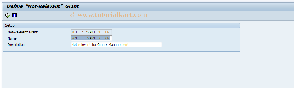 SAP TCode GMNRG - Set Not Relevant Grant