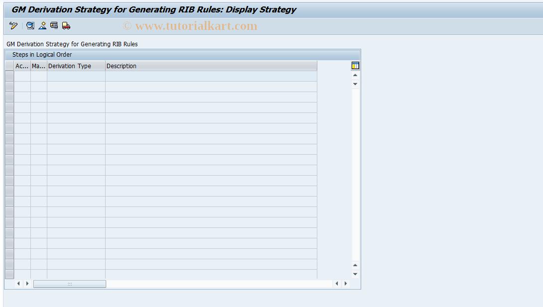 SAP TCode GMRBDERIMD - GM: Assign Proposal for RIB Master D