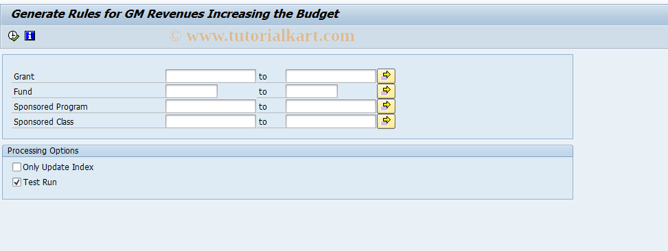 SAP TCode GMRBGENMD - Generate Master Data for GM RIB