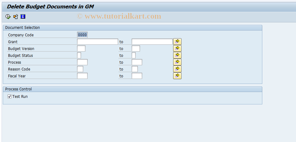 SAP TCode GM_BDGT_DEL - Delete GM Budget Documents