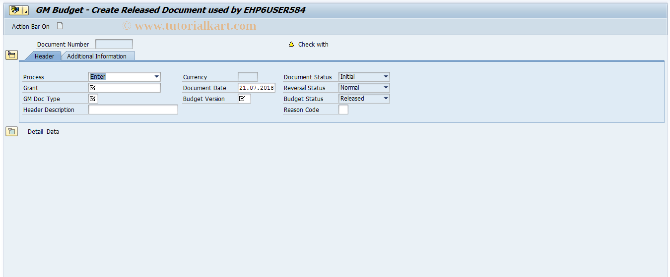 SAP TCode GM_BDGT_RELEASE - GM Budgeting Release Process