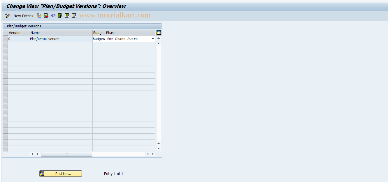 SAP TCode GM_BDGT_VERSION - Plan/Budget Versions