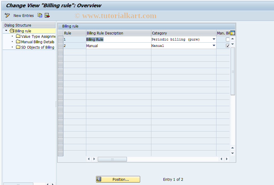 SAP TCode GM_BILLING_RULES - Configure Billing Rules