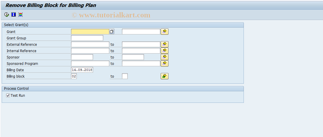 SAP TCode GM_BILL_PLAN_STATUS - Remove Block for Billing Plan