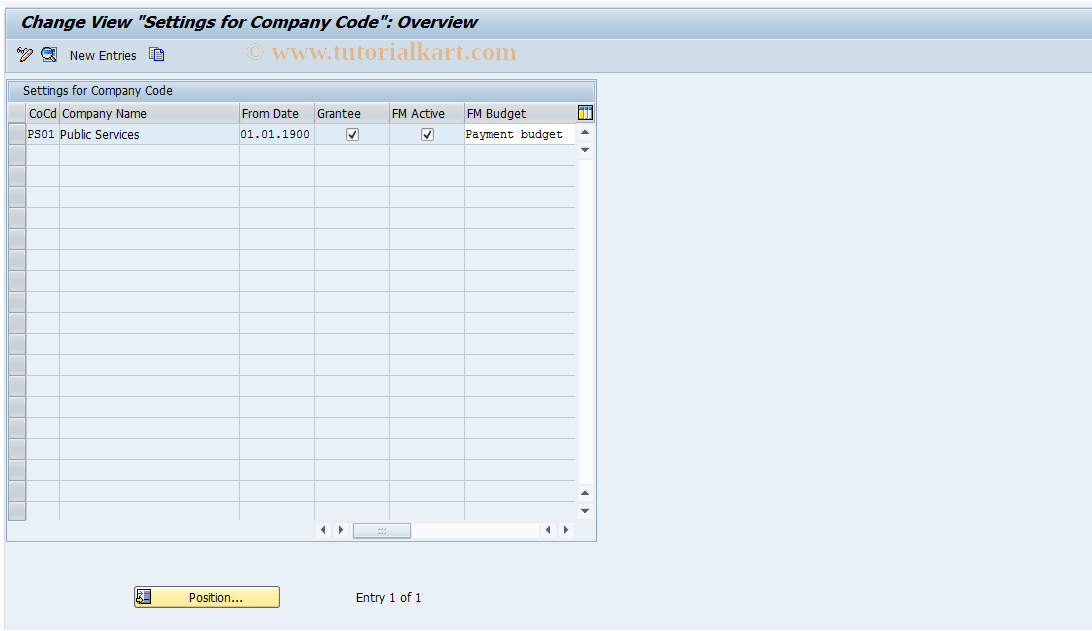 SAP TCode GM_CC_SETTINGS - Maintain Company Code Settings
