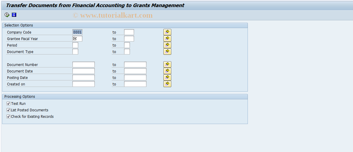 SAP TCode GM_RECON_FI_REP - Transfer FI Documents to GM Ledger