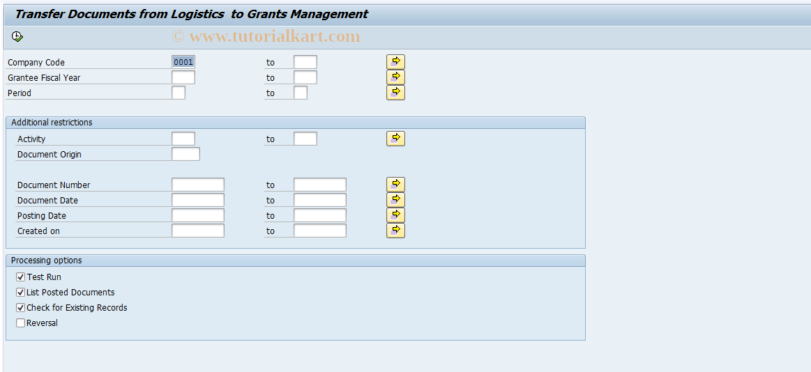 SAP TCode GM_RECON_MM_REP - Transfer MM Documents to GM Ledger