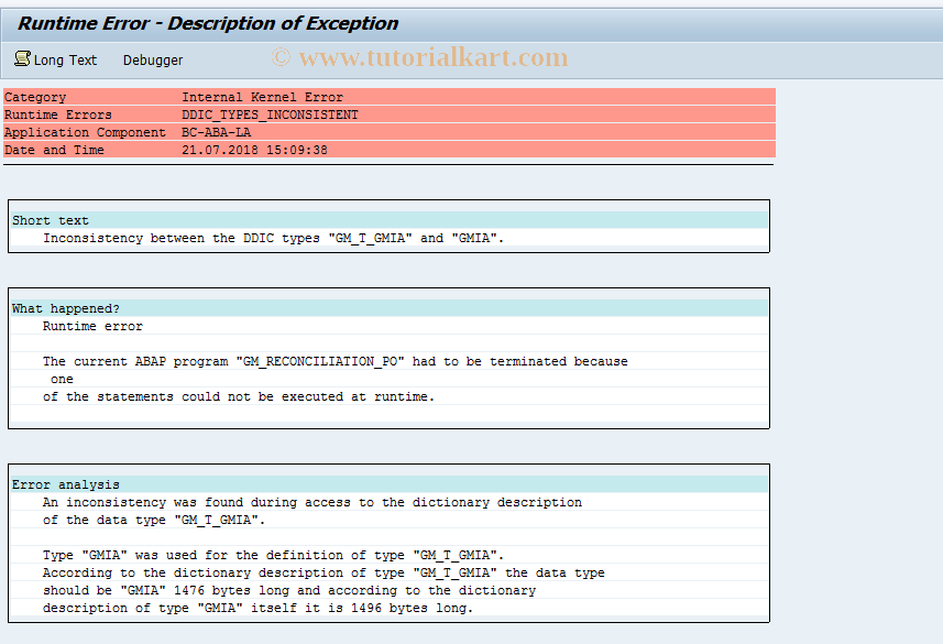 SAP TCode GM_RECON_PO - GM:Reconciliation of Purchase Orders