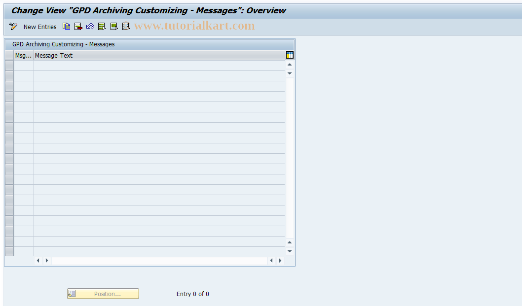 SAP TCode GPDARCH05 - GPD Archiving: Customizing (message)
