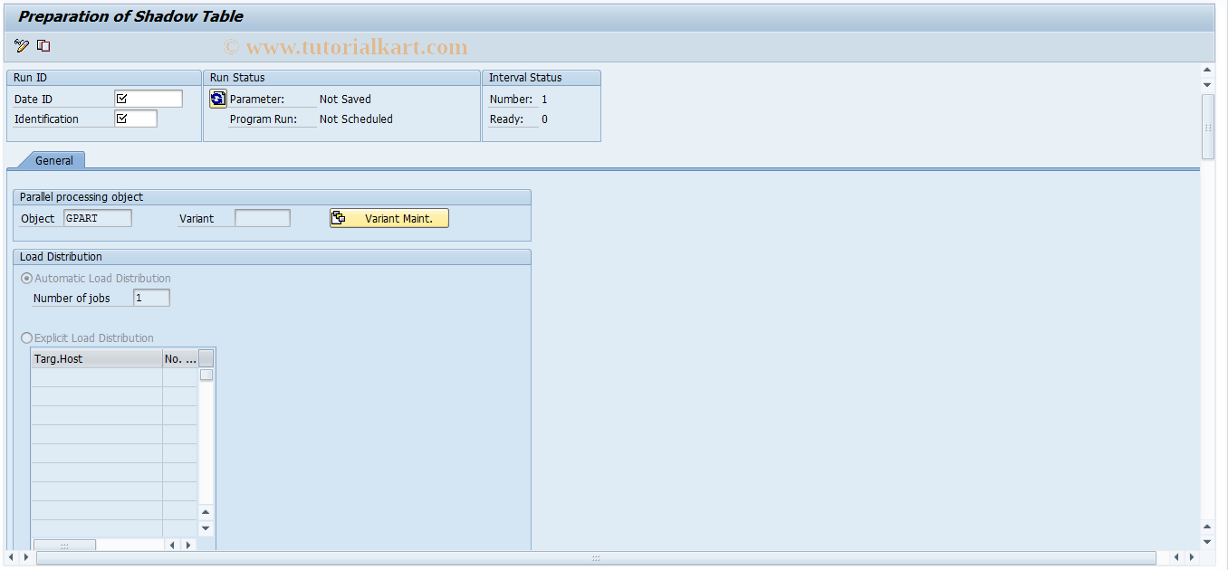 SAP TCode GPSHAD_NEW - Preparation of Shadow Table