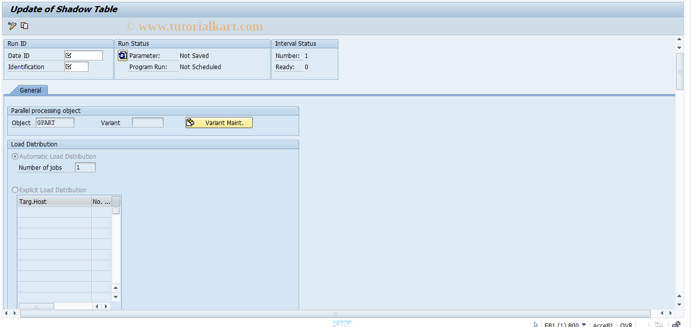 SAP TCode GPSHAD_UPDATE - Update of Shadow Table