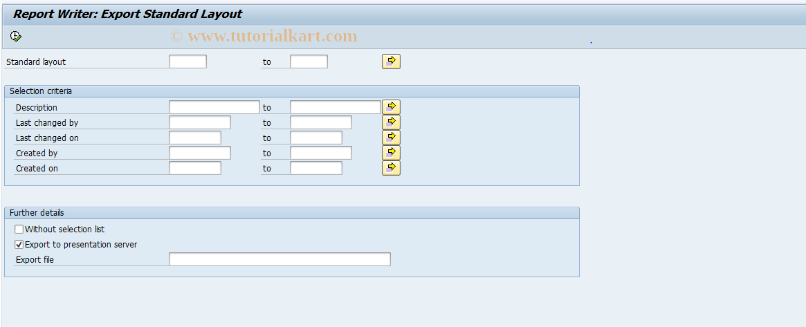 SAP TCode GR17 - Export standard layouts