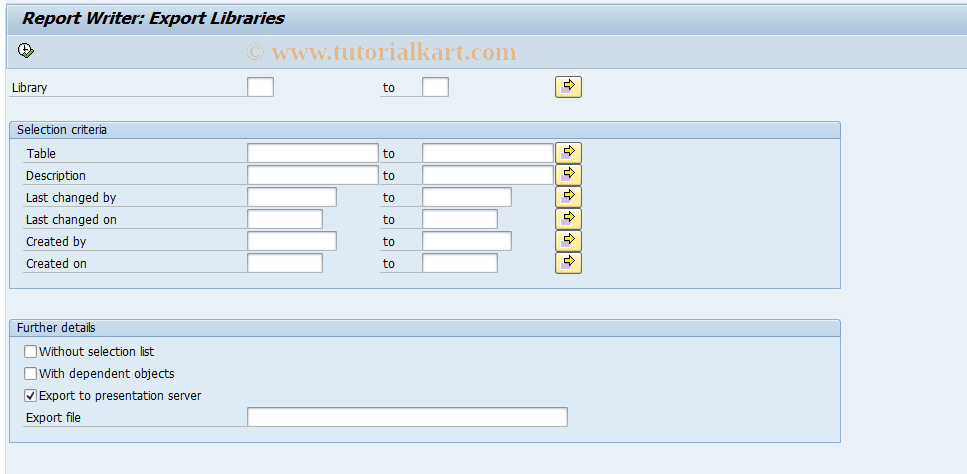SAP TCode GR27 - Export libraries