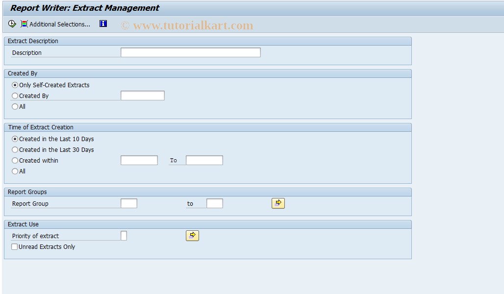 SAP TCode GRE5 - Report Writer: Delete Extracts